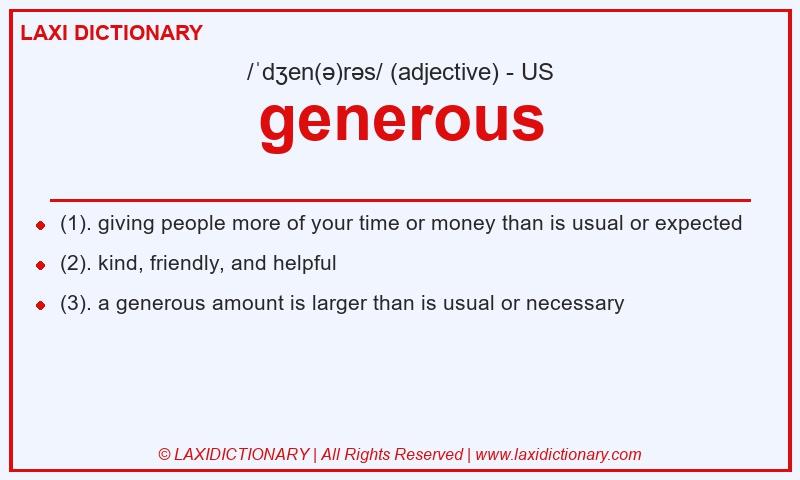 Definition generous in American English