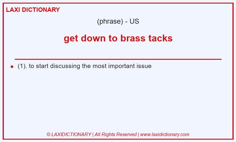 Definition get down to brass tacks in American English