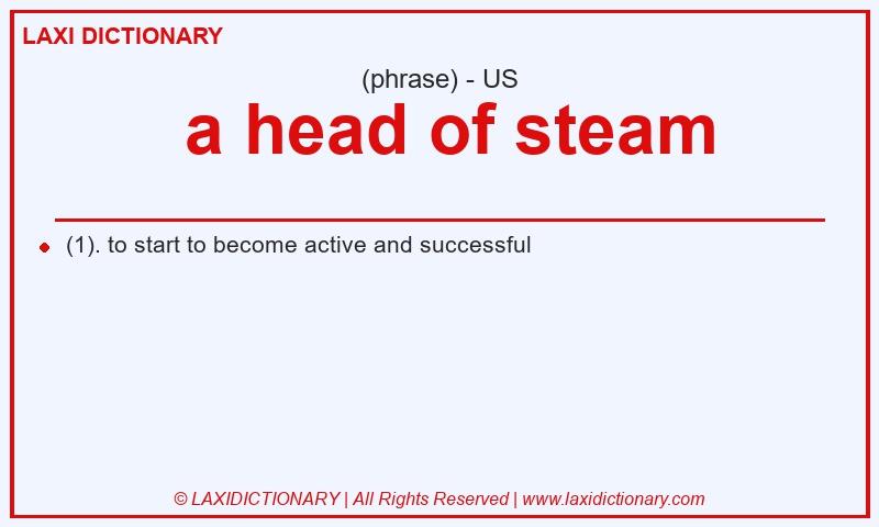 Definition  a head of steam in American English