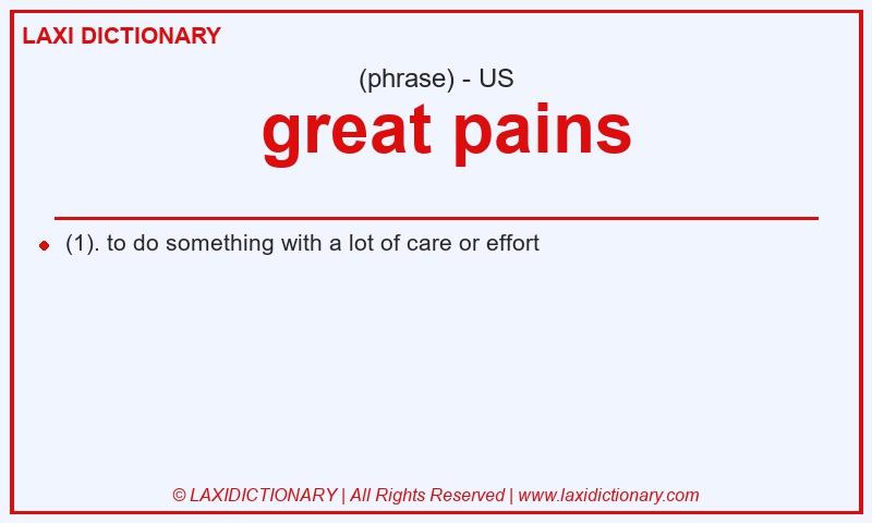 Definition  great pains in American English