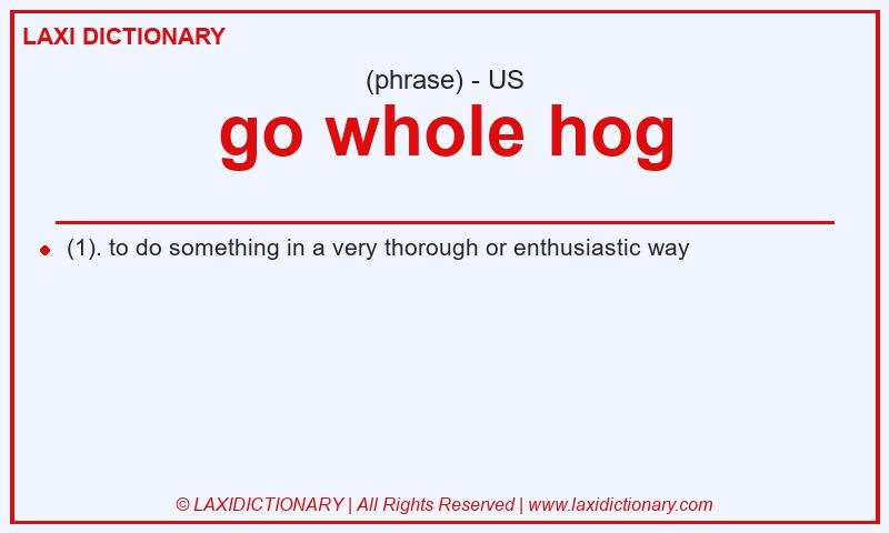 Definition go whole hog in American English