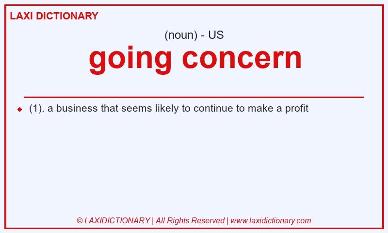 Definition going concern in American English