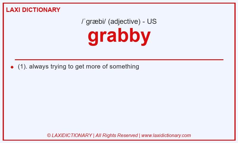 Definition grabby in American English