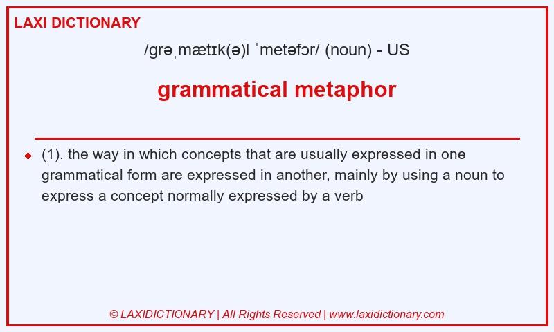 Definition grammatical metaphor in American English