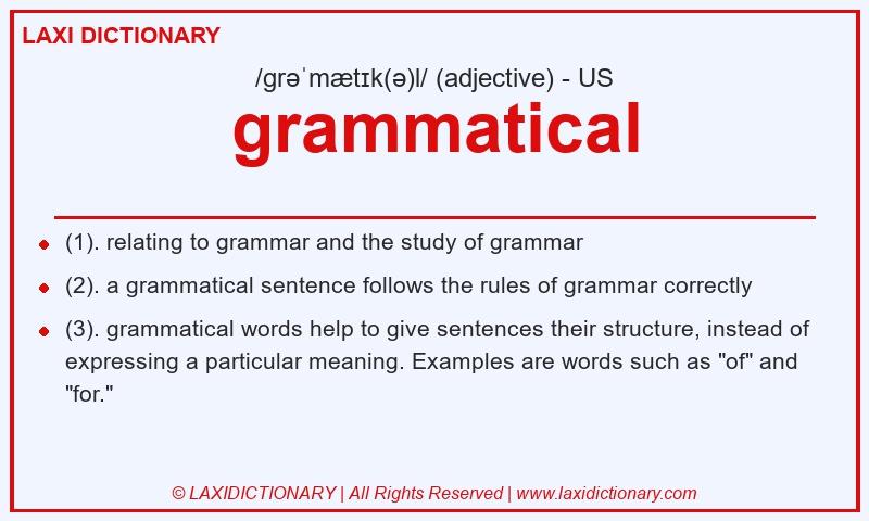 Definition grammatical in American English