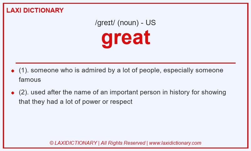 Definition great in American English