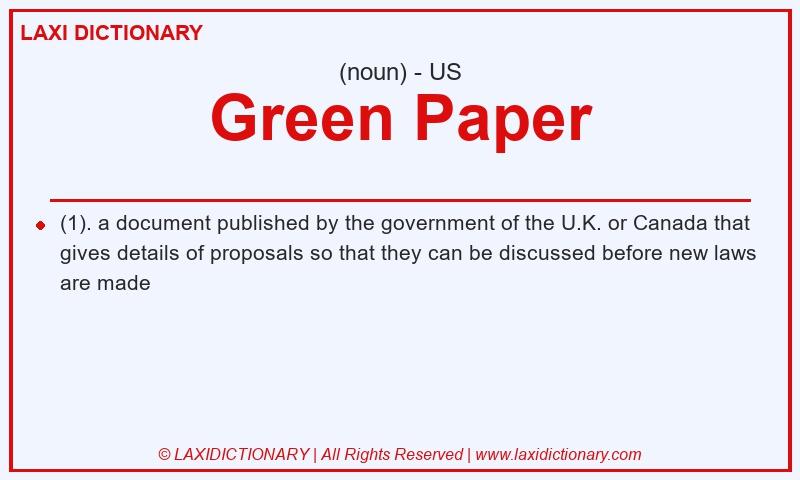 Definition Green Paper in American English