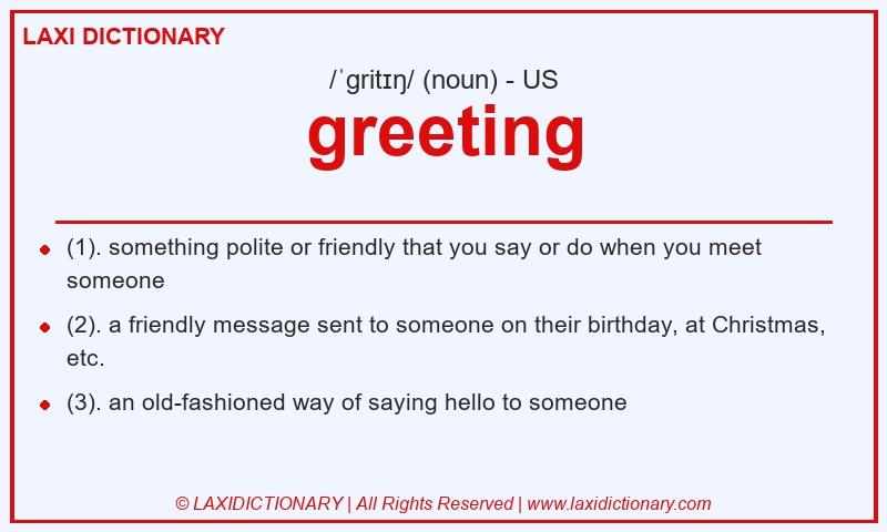 Definition greeting in American English