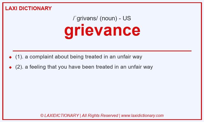 Definition grievance in American English