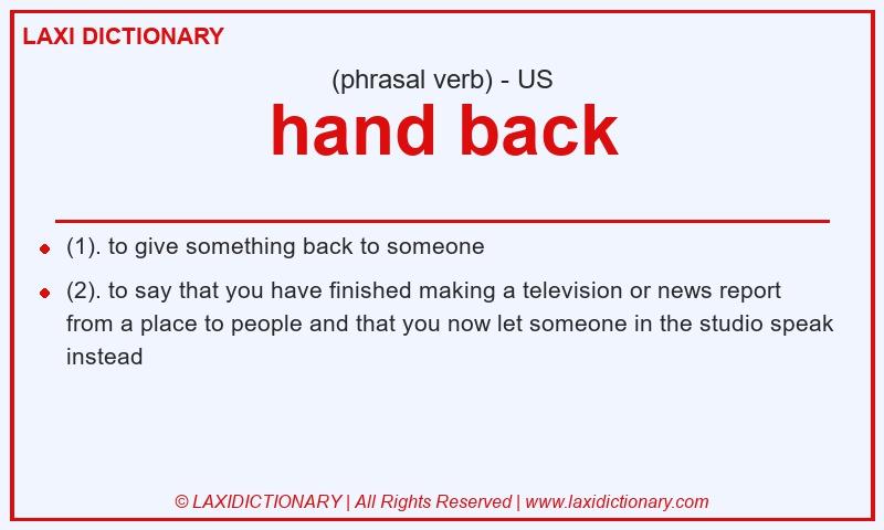 Definition hand back in American English