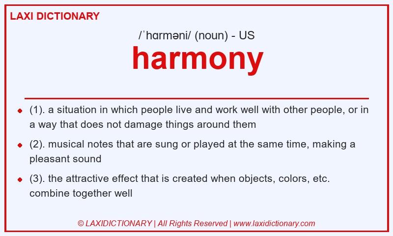 Definition harmony in American English