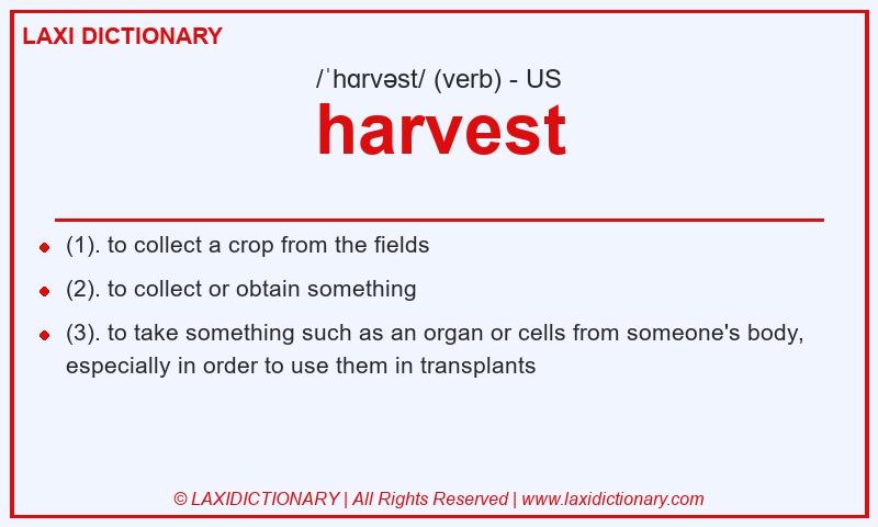 Definition harvest in American English