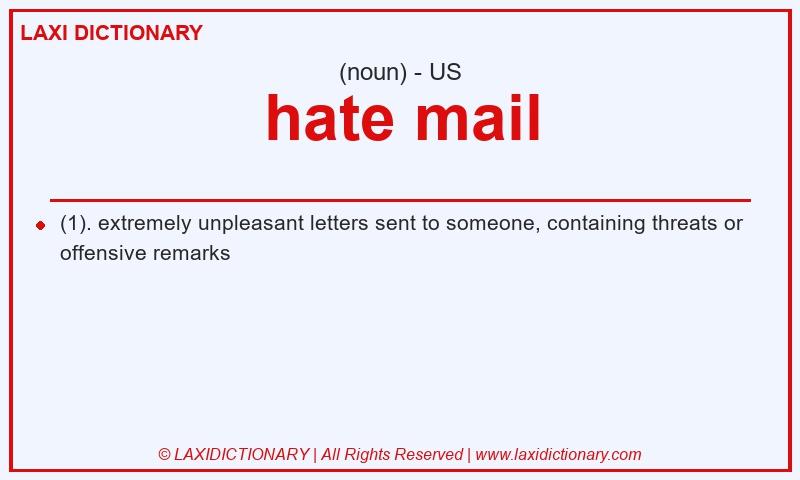 Definition hate mail in American English
