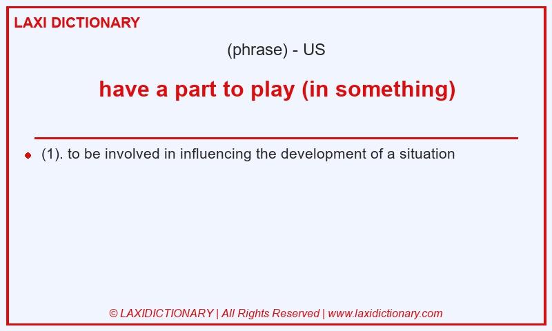 Definition have a part to play (in something) in American English