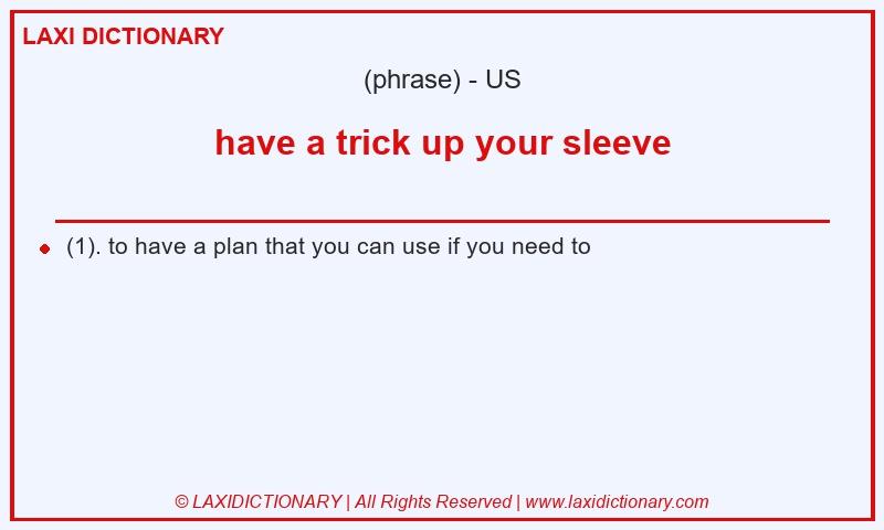 Definition have a trick up your sleeve in American English