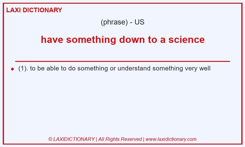 Definition have something down to a science in American English