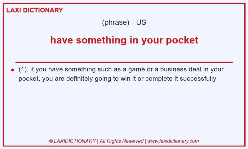 Definition have something in your pocket in American English