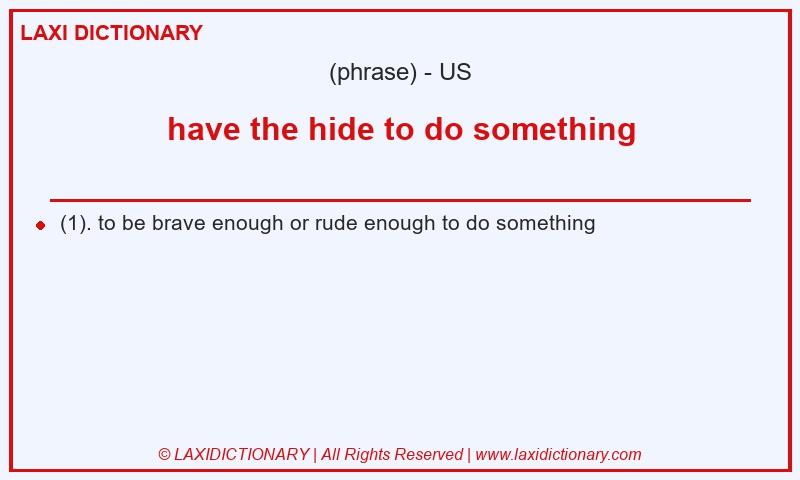 Definition have the hide to do something in American English