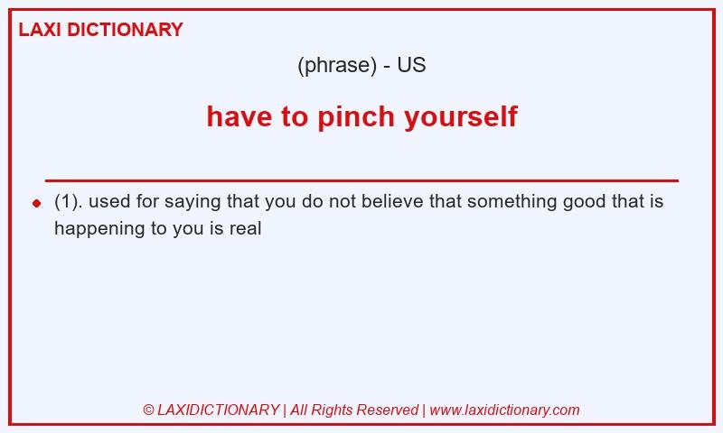 Definition have to pinch yourself in American English
