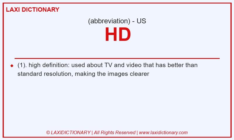 Definition HD in American English