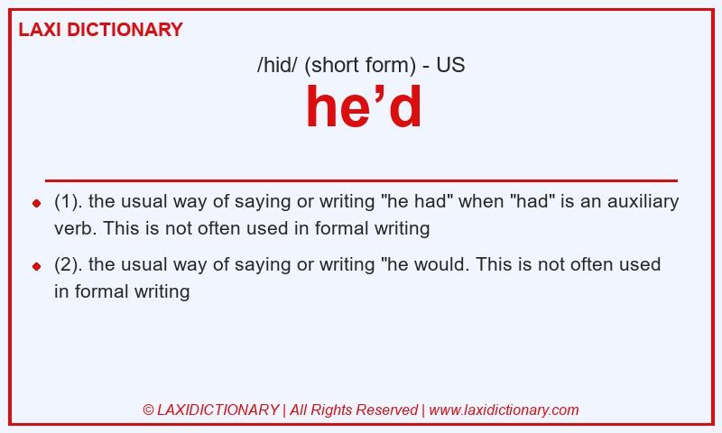 Definition he’d in American English