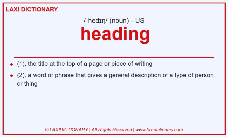 Definition heading in American English