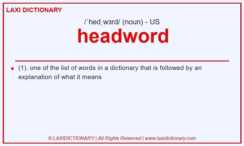 Definition headword in American English
