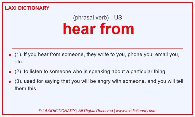 Definition hear from in American English