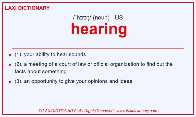 Definition hearing in American English