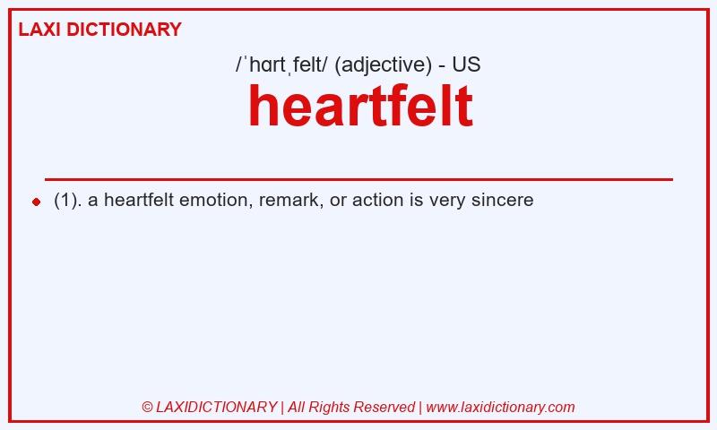 Definition heartfelt in American English