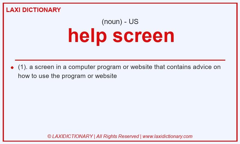 Definition help screen in American English