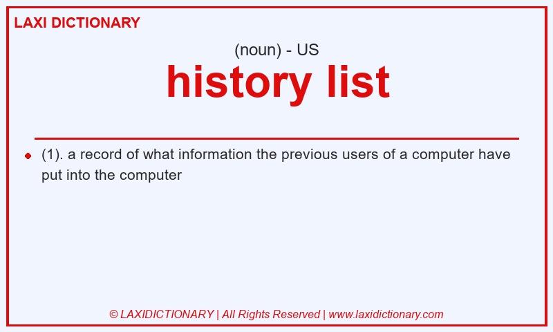 Definition history list in American English