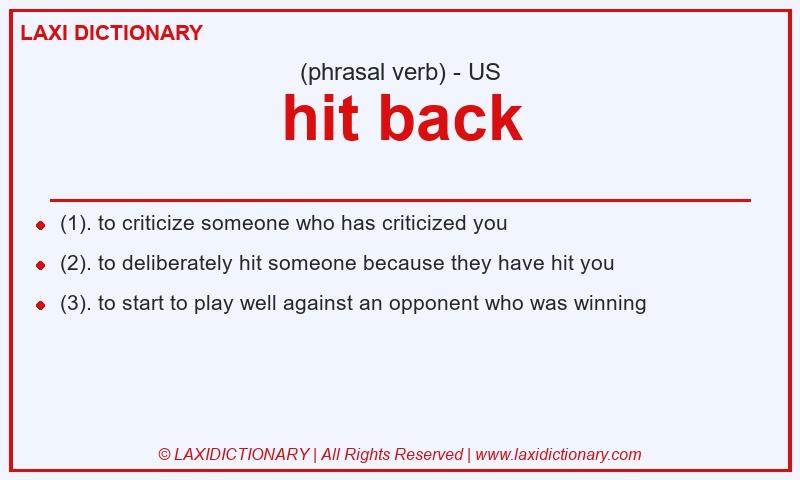 Definition hit back in American English