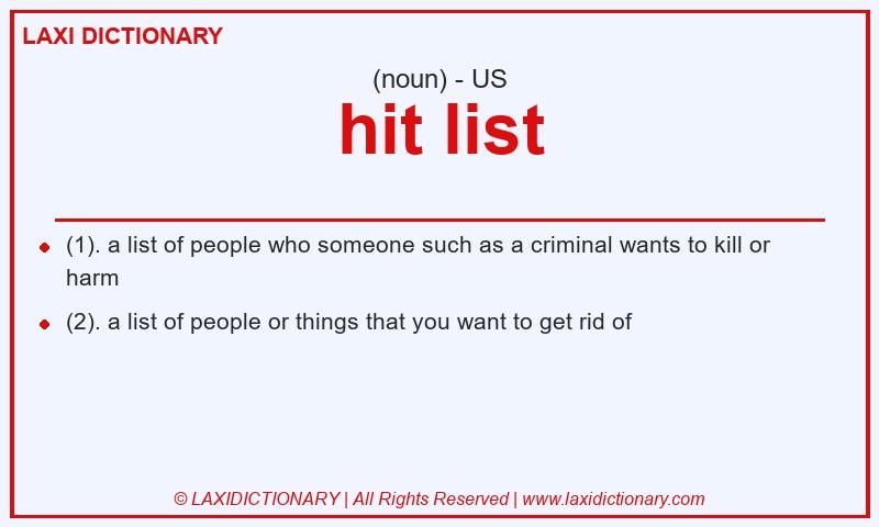 Definition hit list in American English