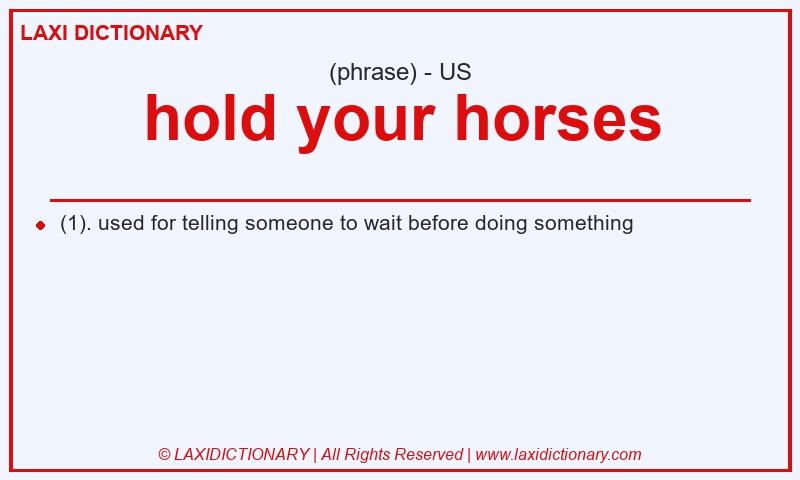 Definition hold your horses in American English