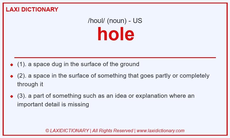 Definition hole in American English