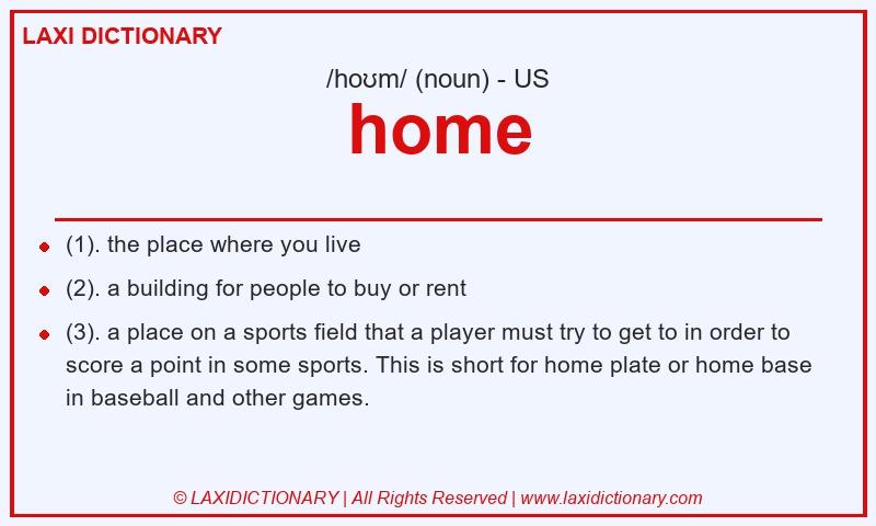 Definition home in American English