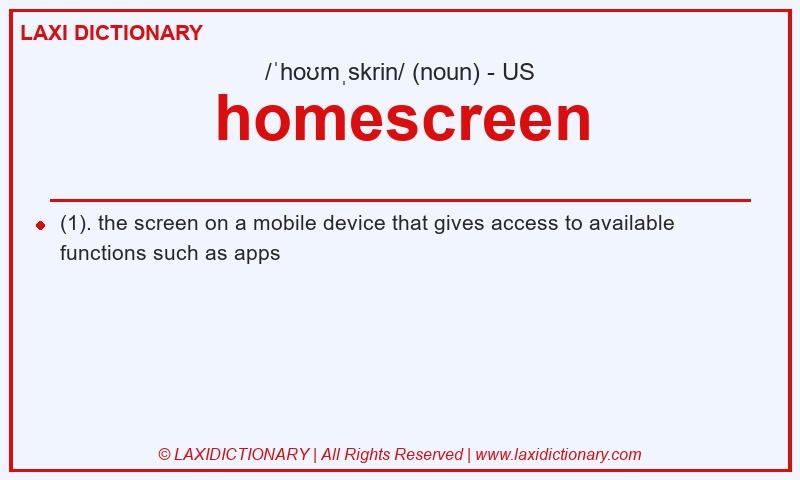 Definition homescreen in American English