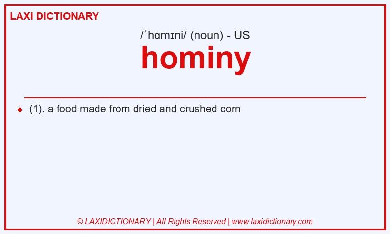 Definition hominy in American English