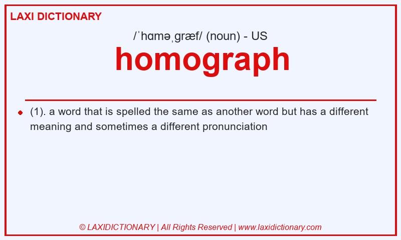 Definition homograph in American English
