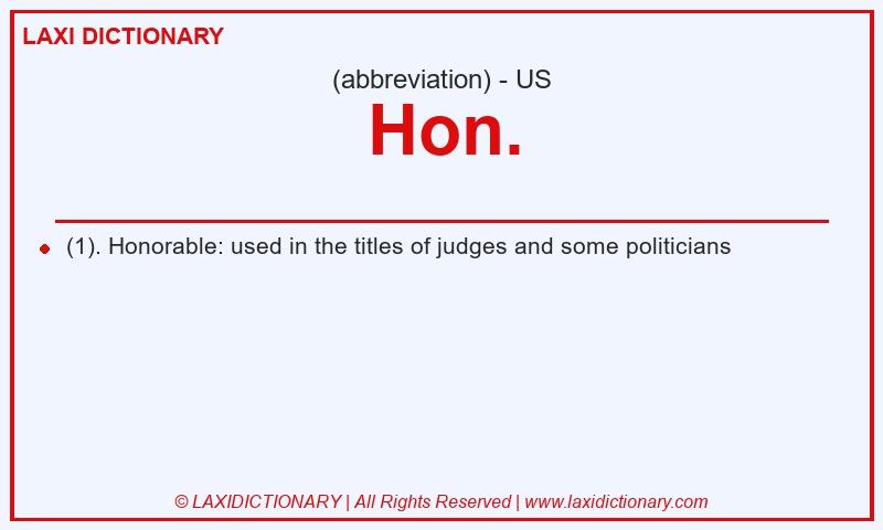 Definition Hon. in American English