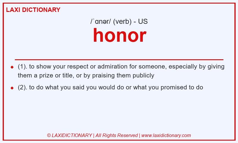 Definition honor in American English