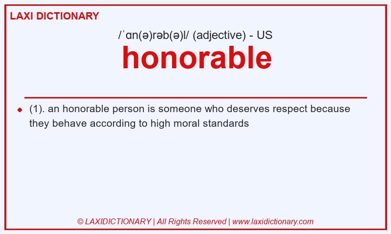 Definition honorable in American English