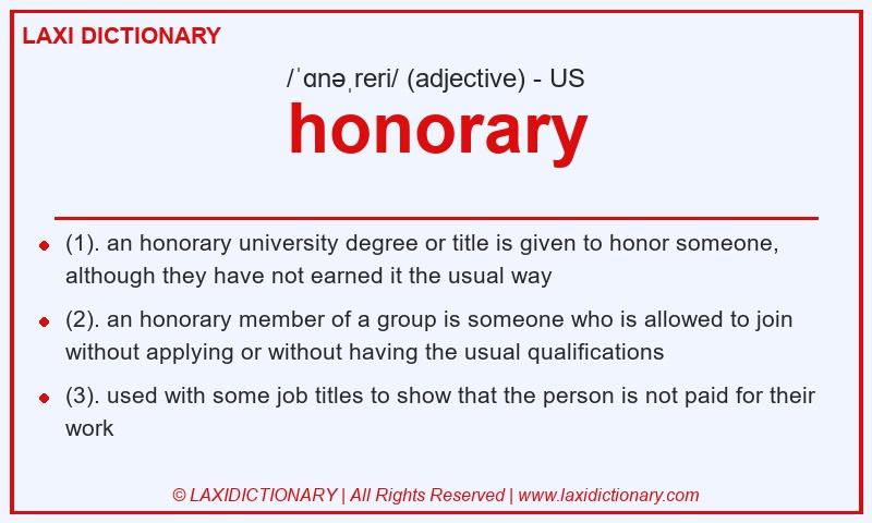 Definition honorary in American English