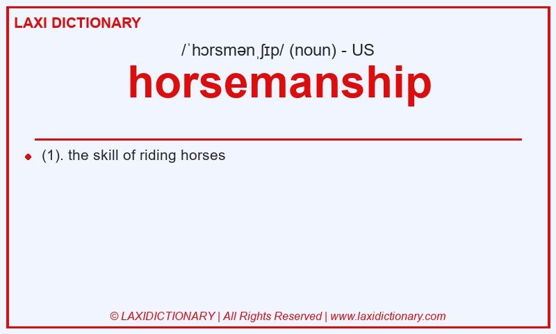 Definition horsemanship in American English