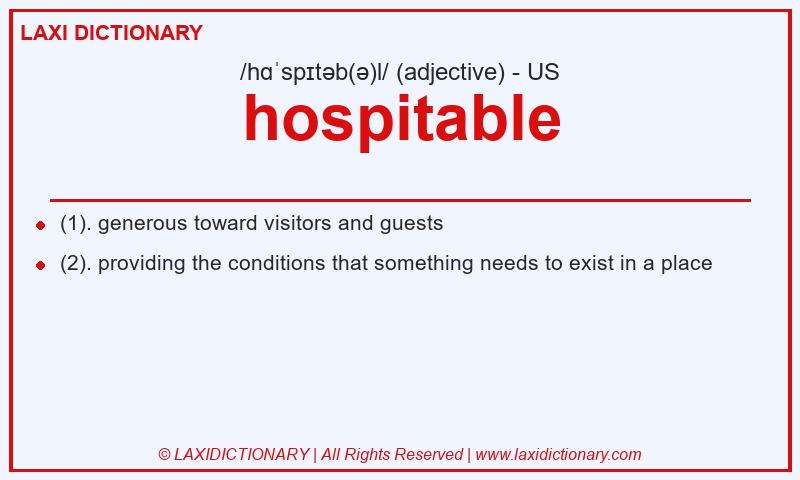 Definition hospitable in American English