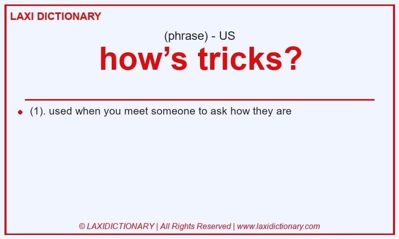 Definition how’s tricks? in American English