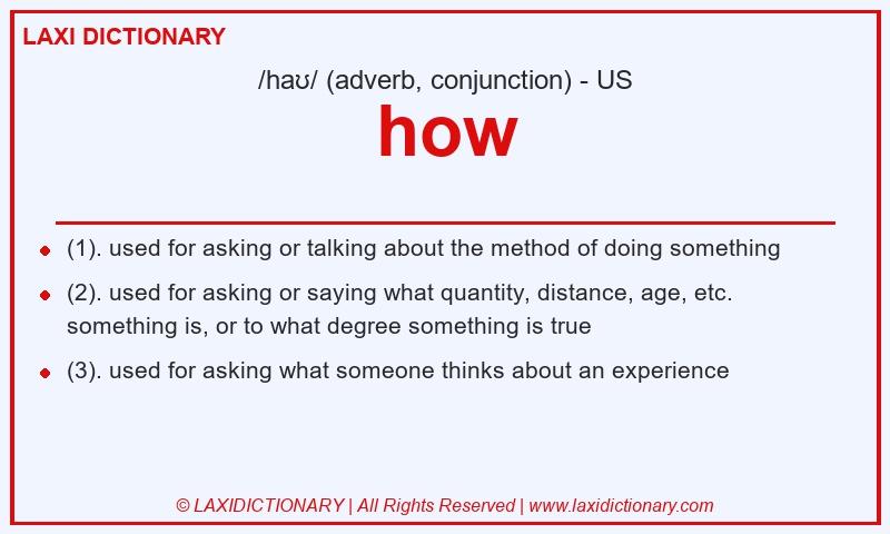Definition how in American English