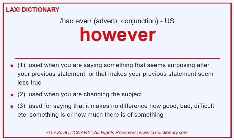 Definition however in American English
