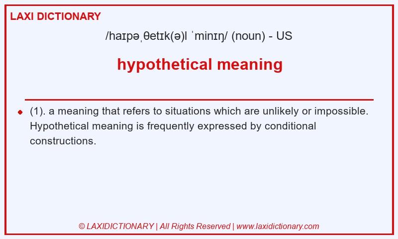 Definition hypothetical meaning in American English